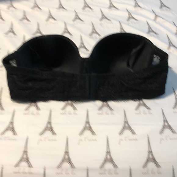 Deesse strapless bra 44D NWOT 4 clasp closure black underwire cup lace back - Picture 2 of 5